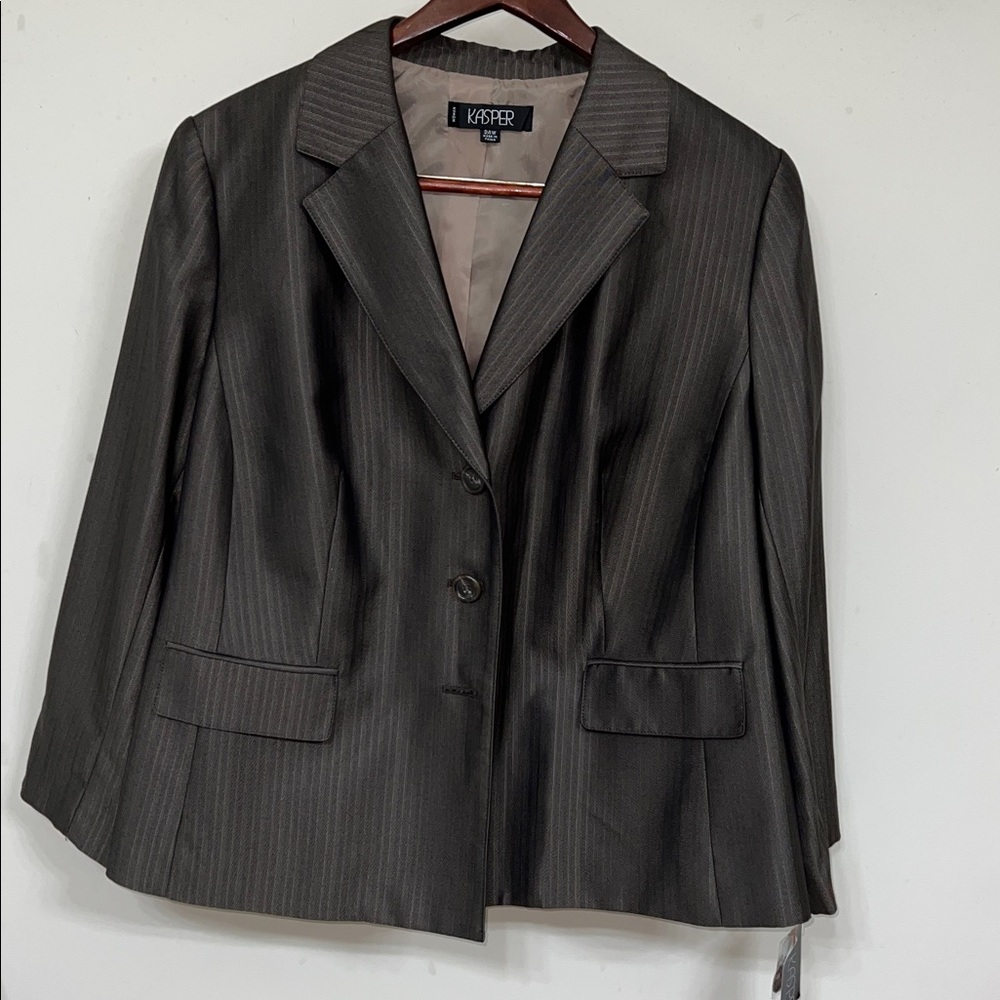 NWT KASPER 20W Shining Striped Preppy Career Blazer